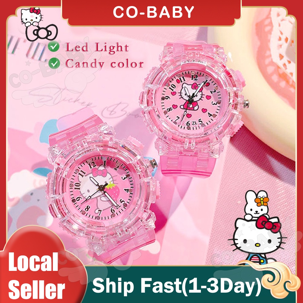 Hello Kitty Children Cartoon Watch Pattern LED Light Kids Watches Boys  Girls Students Digital Watch