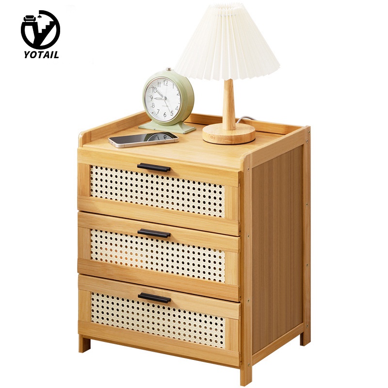 YOTAIL Nordic Bedside Table Simple Solid Wood Small Storage