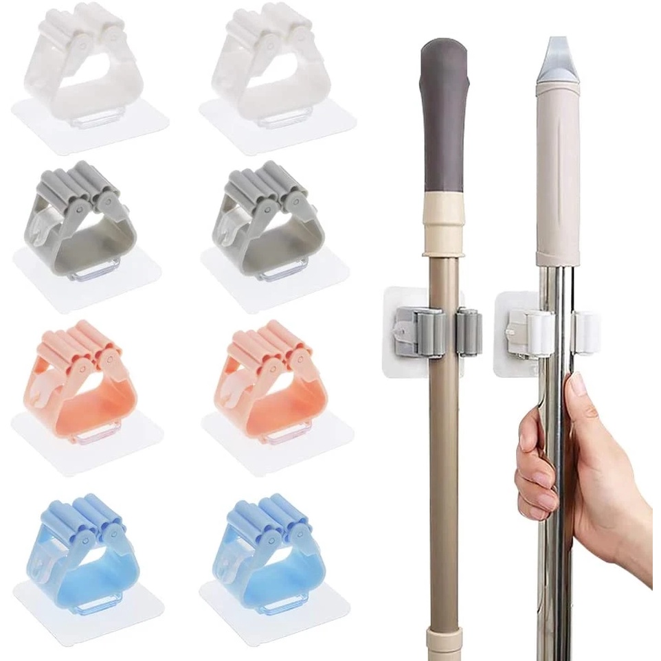 1Pc Bathroom Wall Mounted Hanging Broom Mop Holder Hook Sticker ...