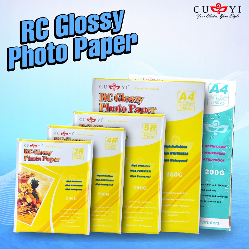 Quaff Cuyi Rc Glossy Photo Paper 260gsm Resin Coated A4 5r 4r 3r Size ...