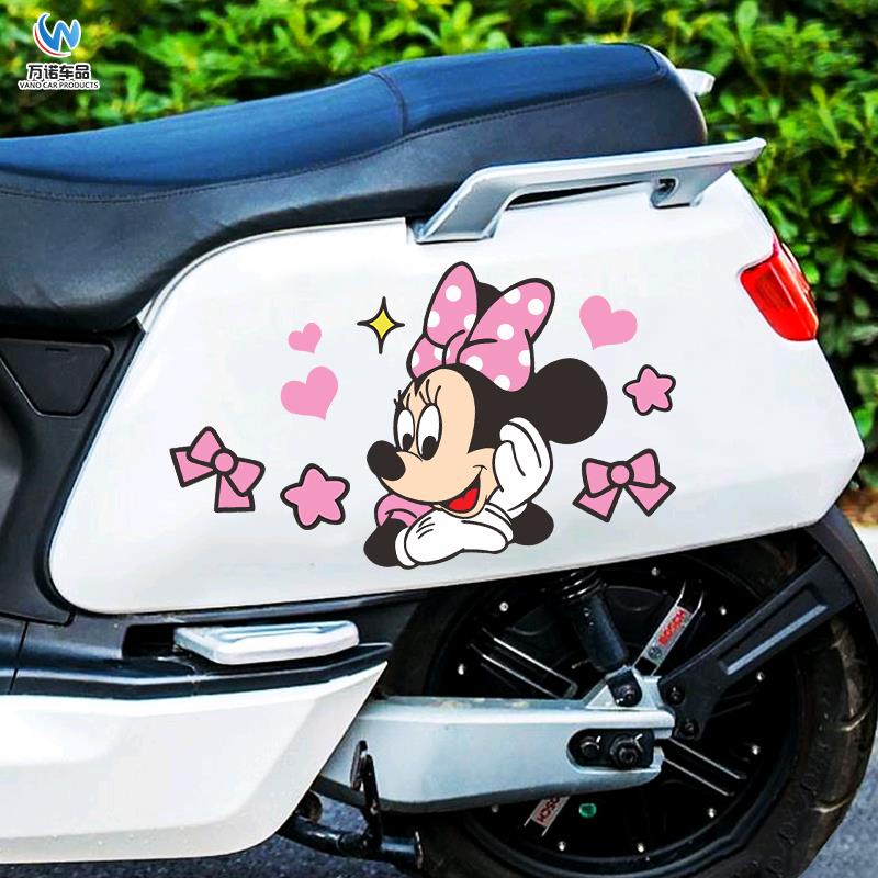 Mickey Mouse Electric Motorcycle Car Sticker Mickey Minnie Cartoon
