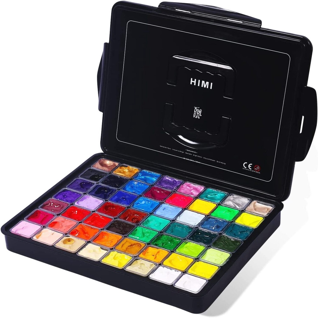 Miya HIMI Gouache Paint Set, 56 Colors x 30ml Include 8 Metallic and 6