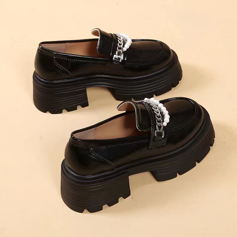 DIANI women's loafer round toe british style chain big head thick