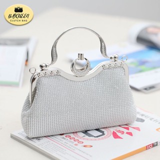 Silver diamond clutch hot sale