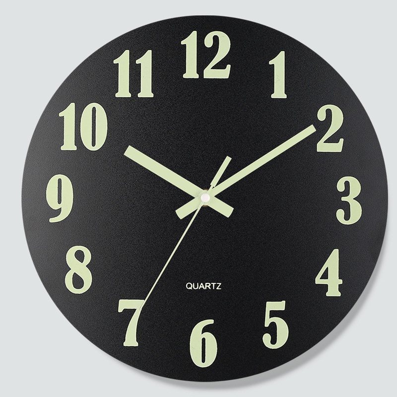 wooden wall clock glow in the dark fluorescence digital clock 12inches