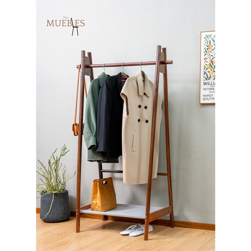 Coat Rack Floor Hanger Stand Clothes Rack Clothes Storage Wooden Coat