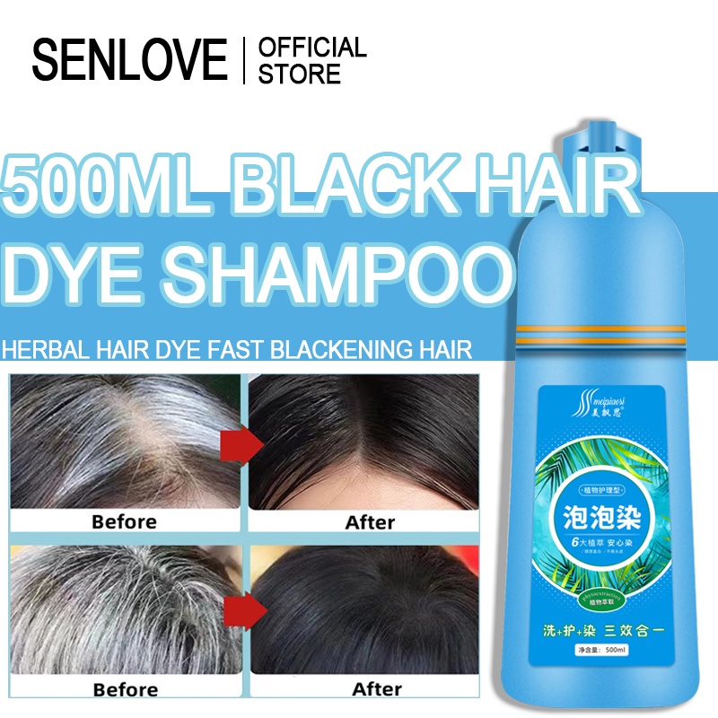 500ML Black Hair Shampoo Herbal Hair Dye Fast Blackening Hair Mild Non