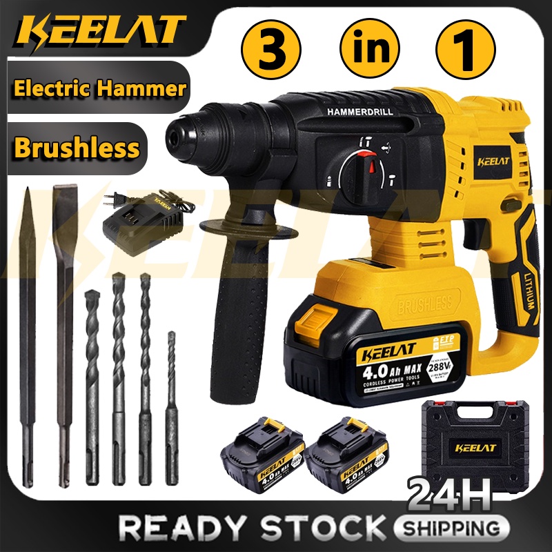 KEELAT Rotary Hammer Drill Electric Cordless Brushless Hammer Impact