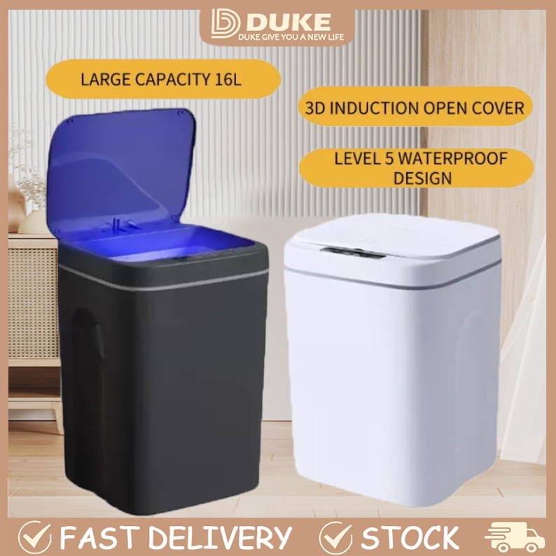 Trash Can Led Light Automatic Sensor Chargeable Garbage Bin With Lid