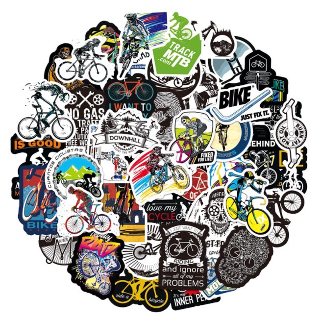 50Pcs/Set Waterproof Bicycle Stickers MTB Bike Sticker Water Bottle ...