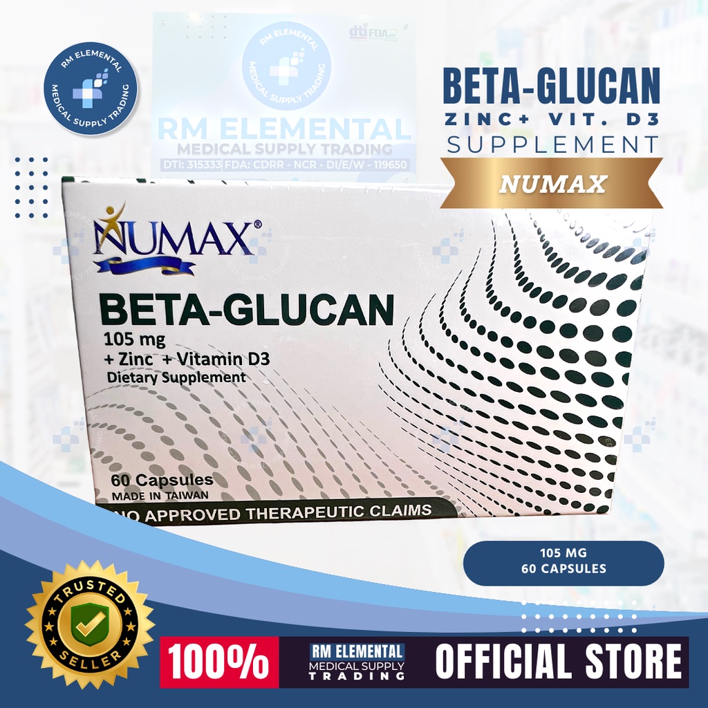 NUMAX BETAGLUCAN + Zinc + Vitamin D3 (60 Capsules per Box) Shopee