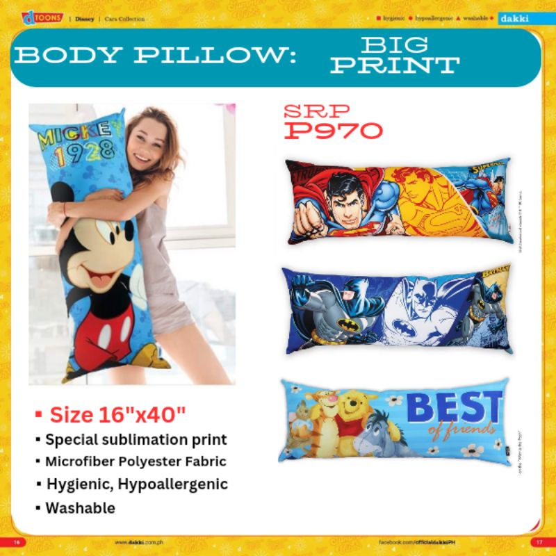 DAKKI Body Pillow character print 16"x40" Shopee Philippines