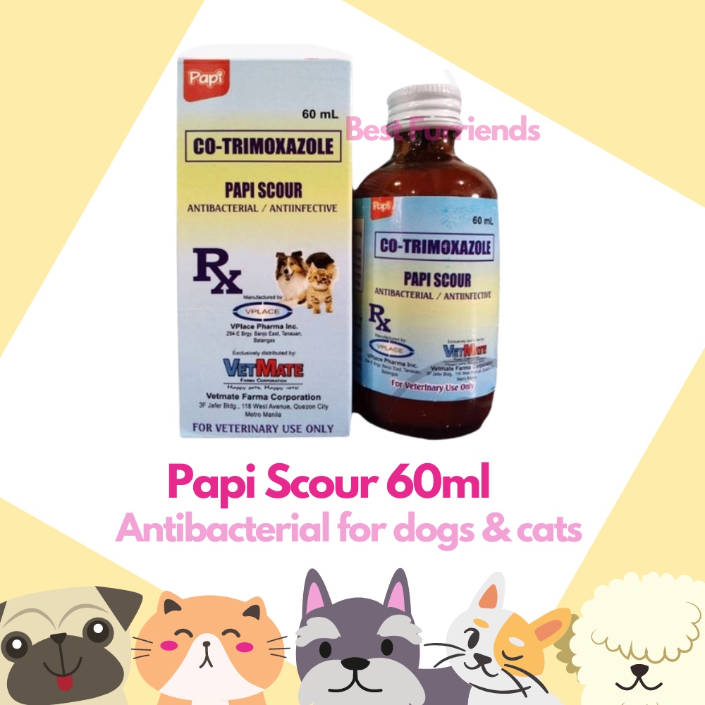 Papi Scour syrup 60 ml Anti Bacterial for pet dogs & cats | Shopee ...