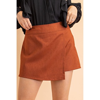 Women's Front Skort Shorts with Skirt Flap Solid Wrap Garterized Back Palda  Shorts Free size