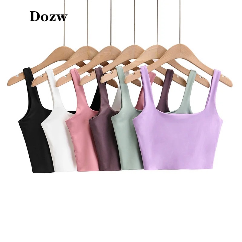 DOZW Women Sexy Sleeveless Tops Fashion Short Square Collar Tank 6 ...