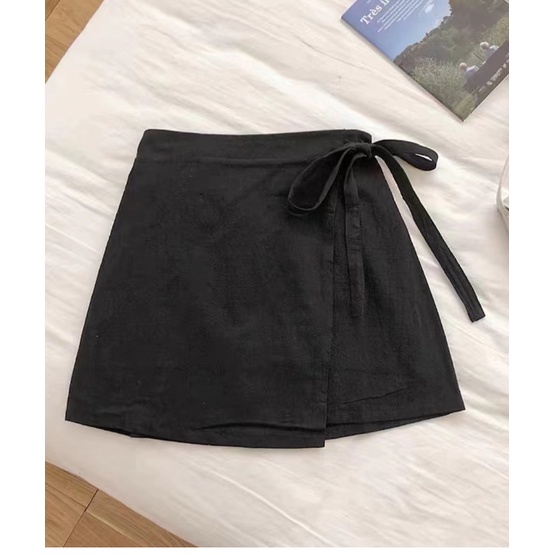 Korean Fashion Skort Palda Shorts |Cotton Linen Tie Side Wrap Overlap ...