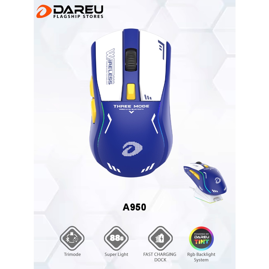 Dareu A950 with charge base Wireless Tri-mode High-level Gaming Mouse ...