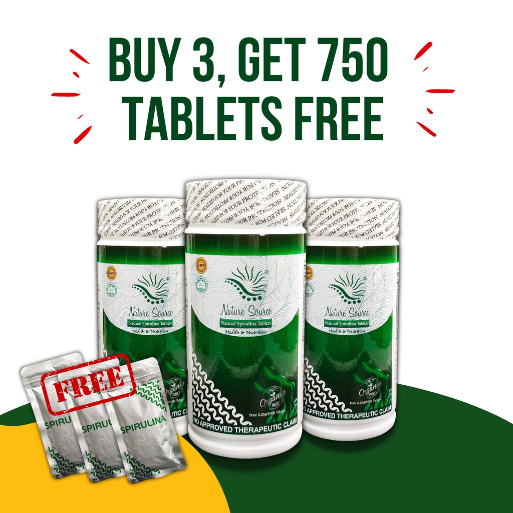 AUTHENTIC Nature Source Spirulina 250mg FREE 750 TABLETS For
