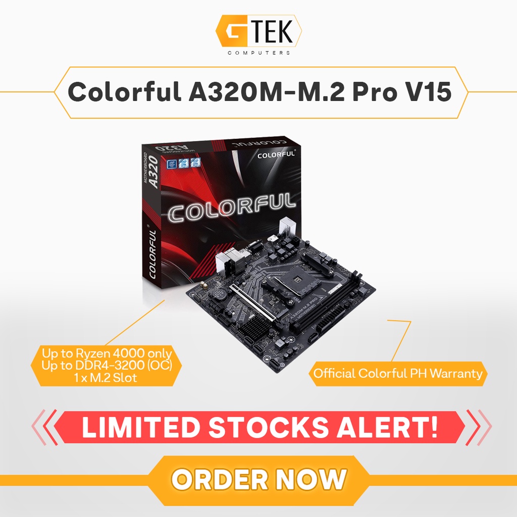 Colorful A320M-M.2 Pro V15 AMD A320 AM4 mATX Motherboard Up to Ryzen ...