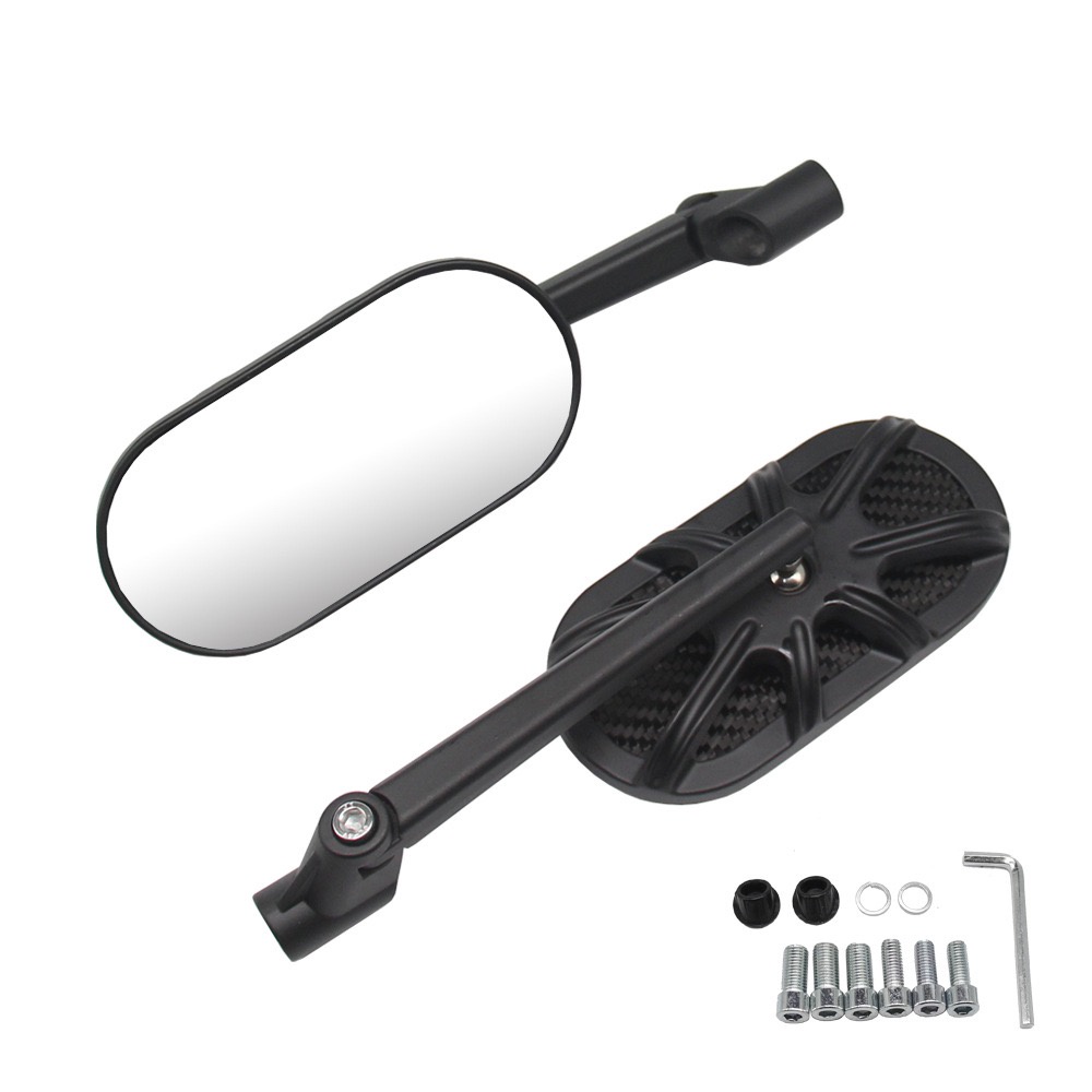 Motorcycle Side Mirror Carbon Fiber Clear Mirror Adjustable Universal