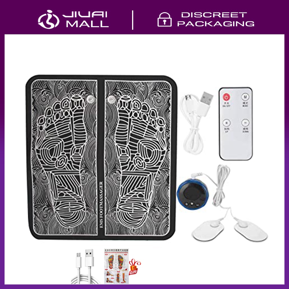 EMS Foot Massager Mat Remote Folding Portable Mats with Manual +Foot