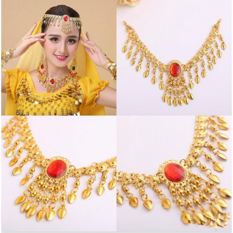 AIYU]Gold Indian dance Necklace belly dance headdress belly dance jewelry dance  accessories