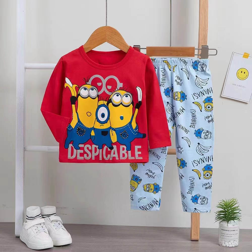HONGS Baby Kids Supre Cotton Minion Long Sleeve Terno Pajama For Boys Sleepwear Set Shopee Philippines