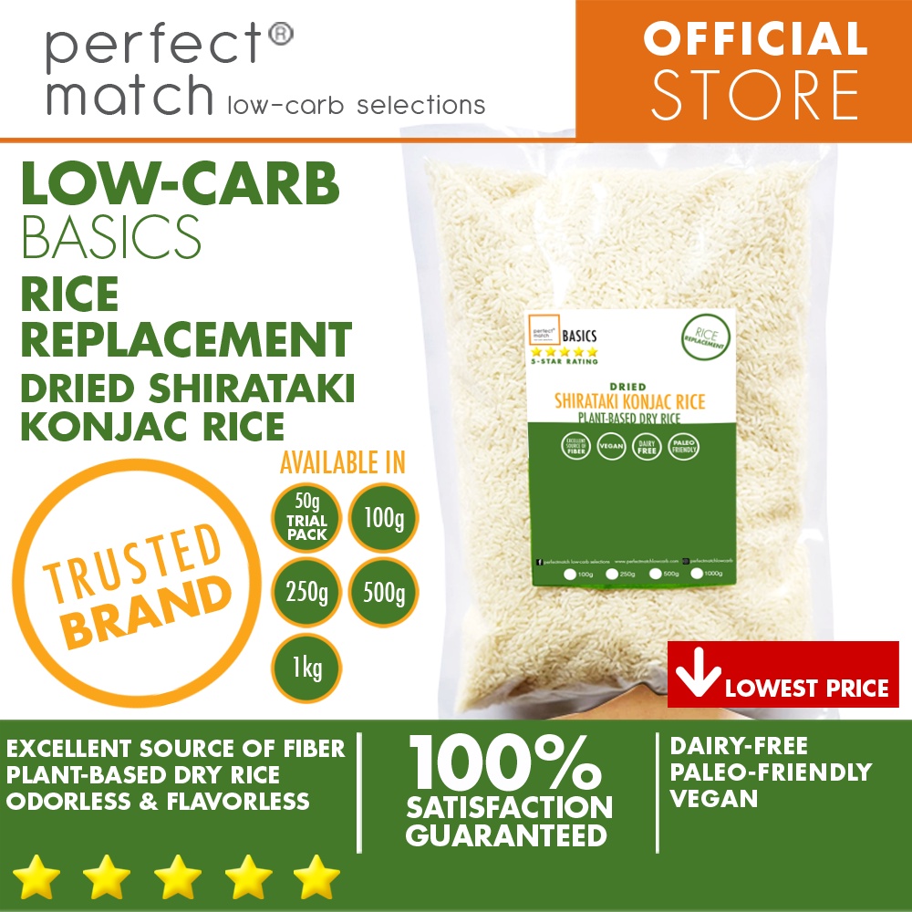 PerfectMatch Lowcarb® l Dried Shirataki Konjac Rice I PaleoFriendly l