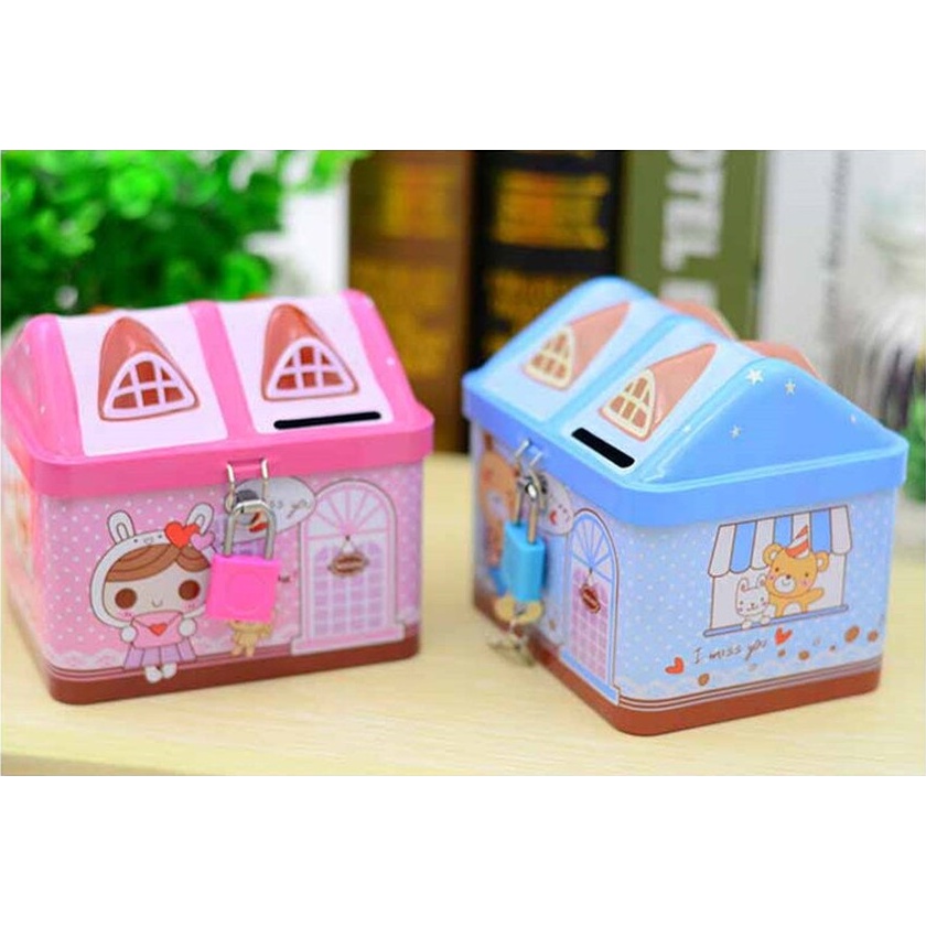 New Metal House Shape Piggy Bank Coin Safe Storage Box Child Piggy ...