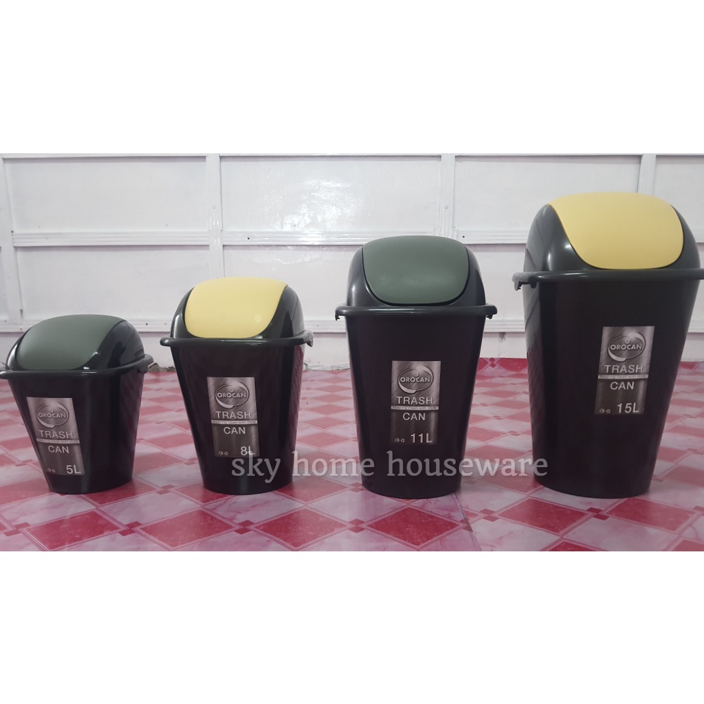 OROCAN Trashcan with swing cover (different sizes) GARBAGE CAN 5L/8L