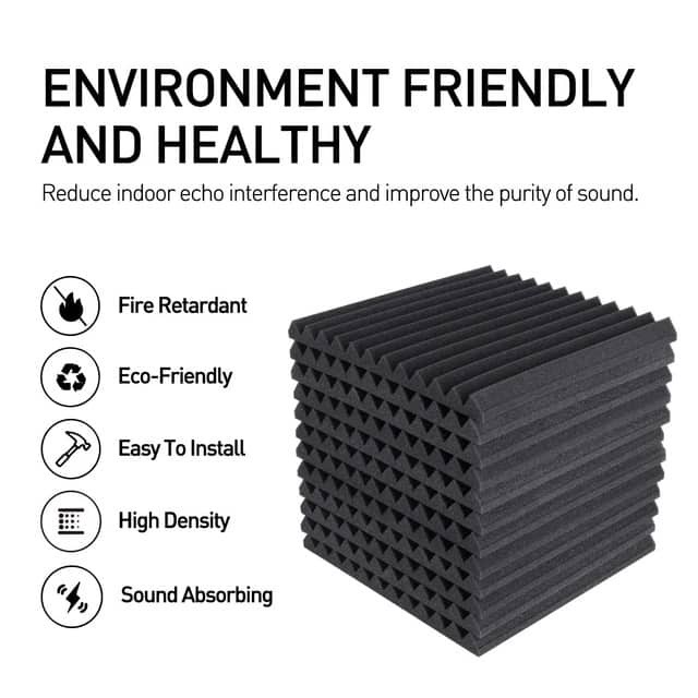 12pcs coustic Sponge Studio Foam Panel Soundproof Sounds Absorption ...