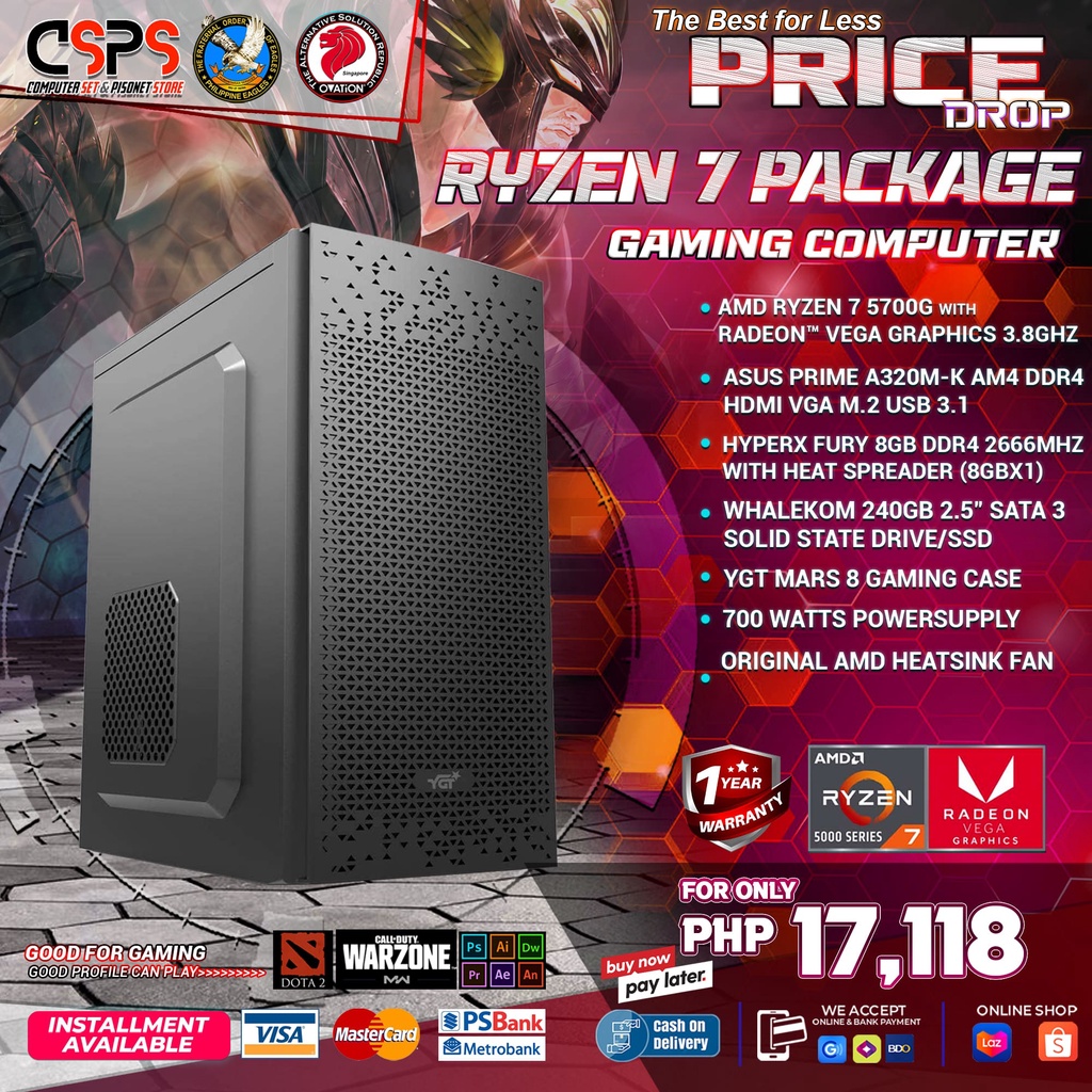 Brandnew System Unit Amd Ryzen G Ghz Asus A M Gb Ddr Gb Ssd Ygt Case Shopee