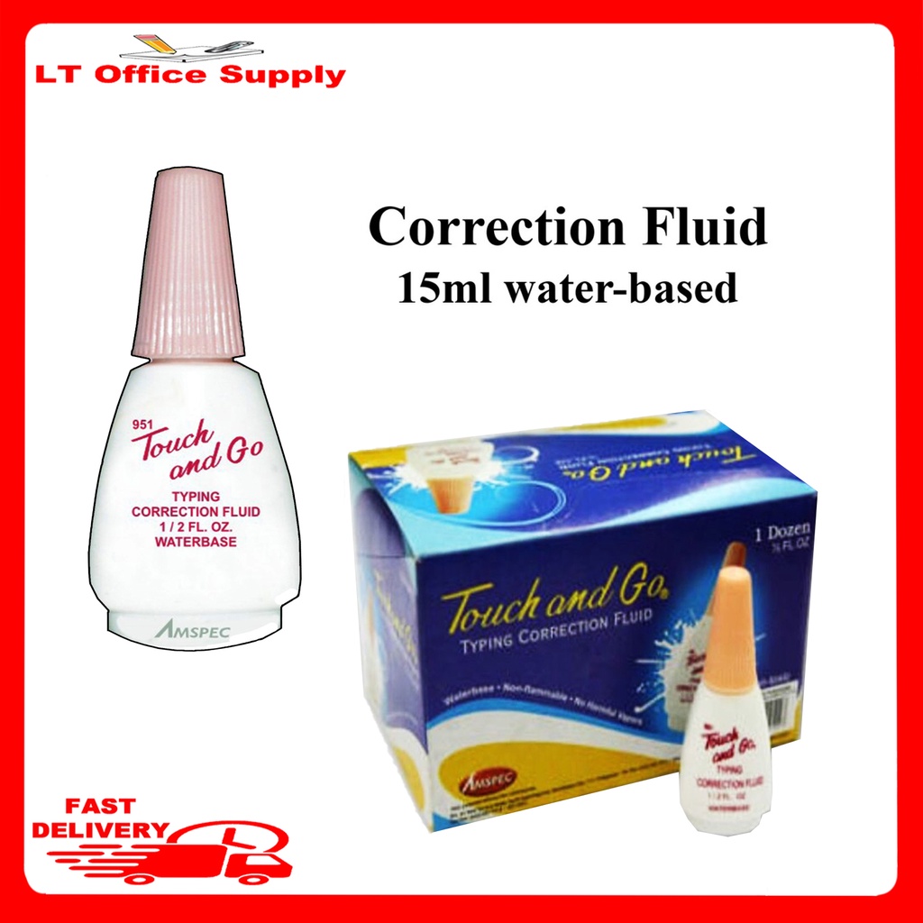 Touch and go correction fluid / Liquid eraser 15ml waterbased Shopee