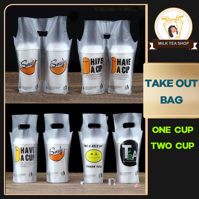 Take Out Plastic Bag Milk Tea Bag For 1 Cup & 2 Cup Milk Tea Coffee