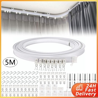1M Flexible Ceiling Mounted Curved Curtain Track Rod Rail Straight Slide  Windows Plastic Bendable Accessories Kit Home Decor