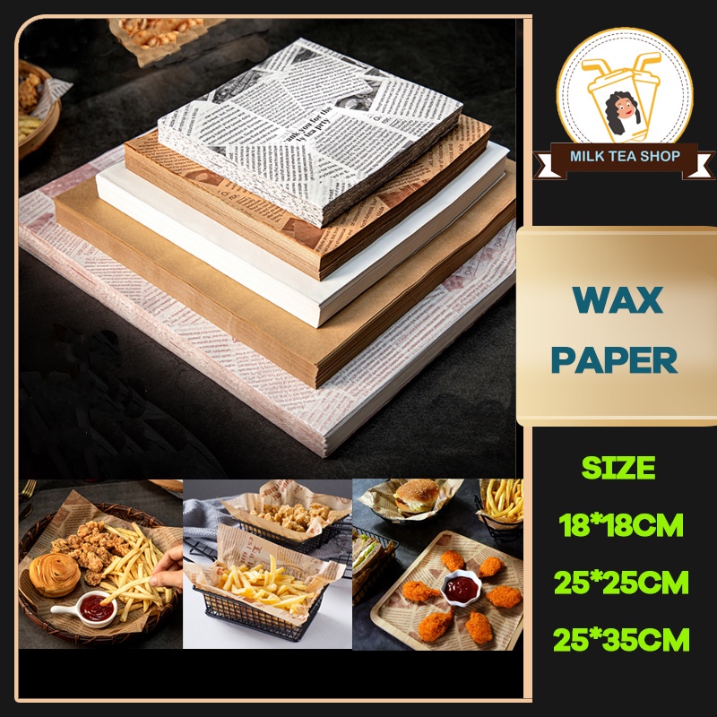 100pcs Food Wax Paper Greaseproof Paper Food Burger Sandwich Wrapper ...