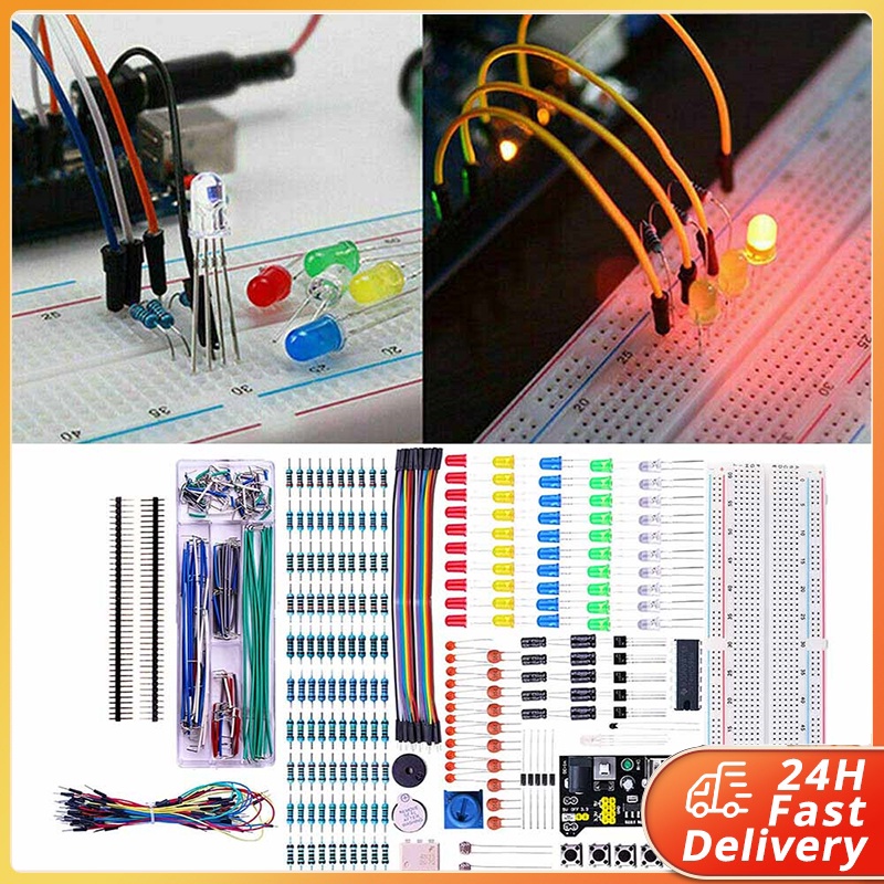 Electronic Component Basic Starter Kit w/830 Tie-points Breadboard