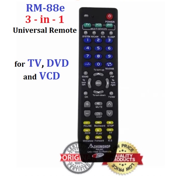 RM88E Universal Remote for TV DVD VCD 3in1 Universal Remote Control