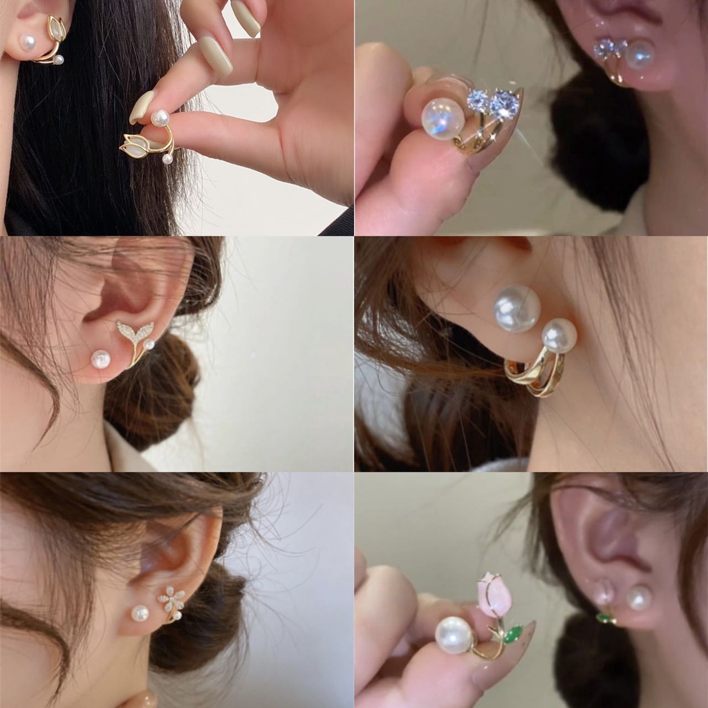 Fashion 925 Silver Pearl Earring Elegant Simple Earrings for Women 