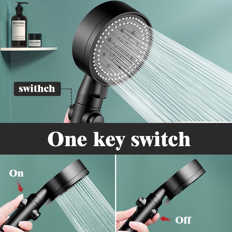 3in1 Black Universal High Pressure Shower Head with Hose Holder Set 5 ...