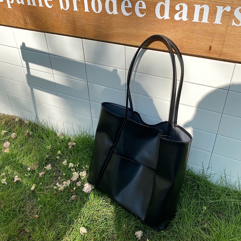 Korea INS Large Capacity Soft leather One Shoulder Tote Bag (With Small