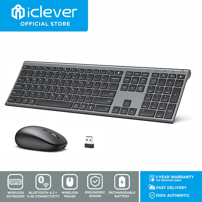 iClever DK03 Bluetooth Keyboard and Mouse, Rechargeable Dual-Mode ...