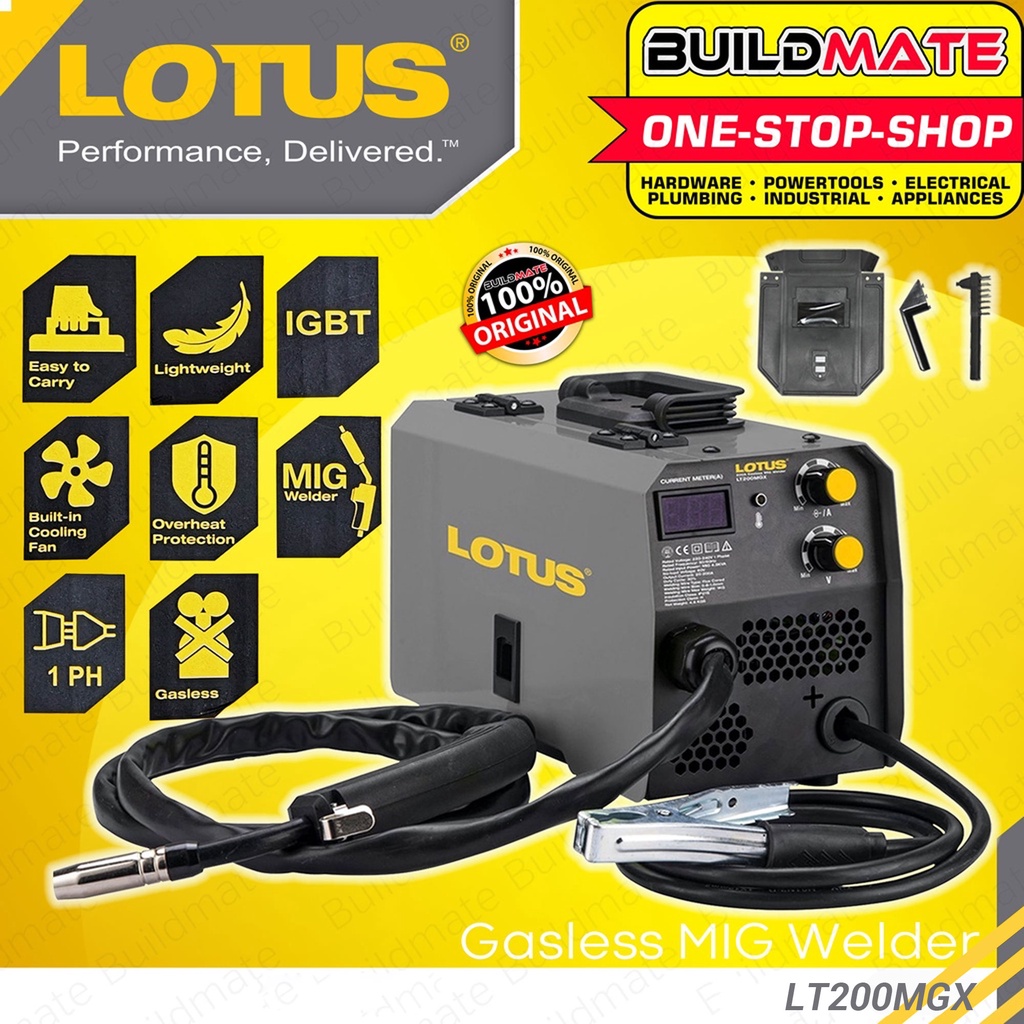 BUILDMATE Lotus 200A MIGWELD Gasless MIG Weld Inverter Flux Corded
