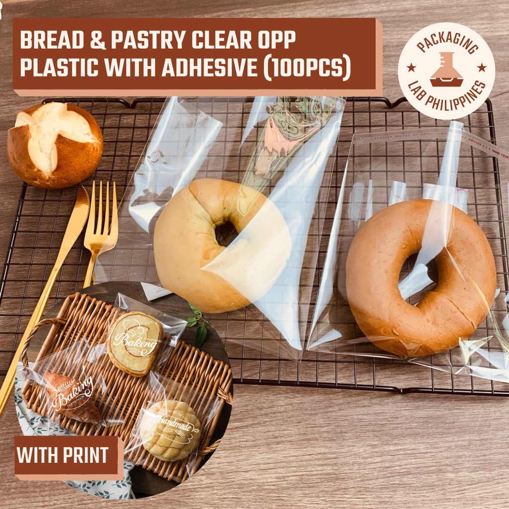 [100pcs] Bread And Pastry Bag Plastic Clear OPP Plastic With Adhesive ...