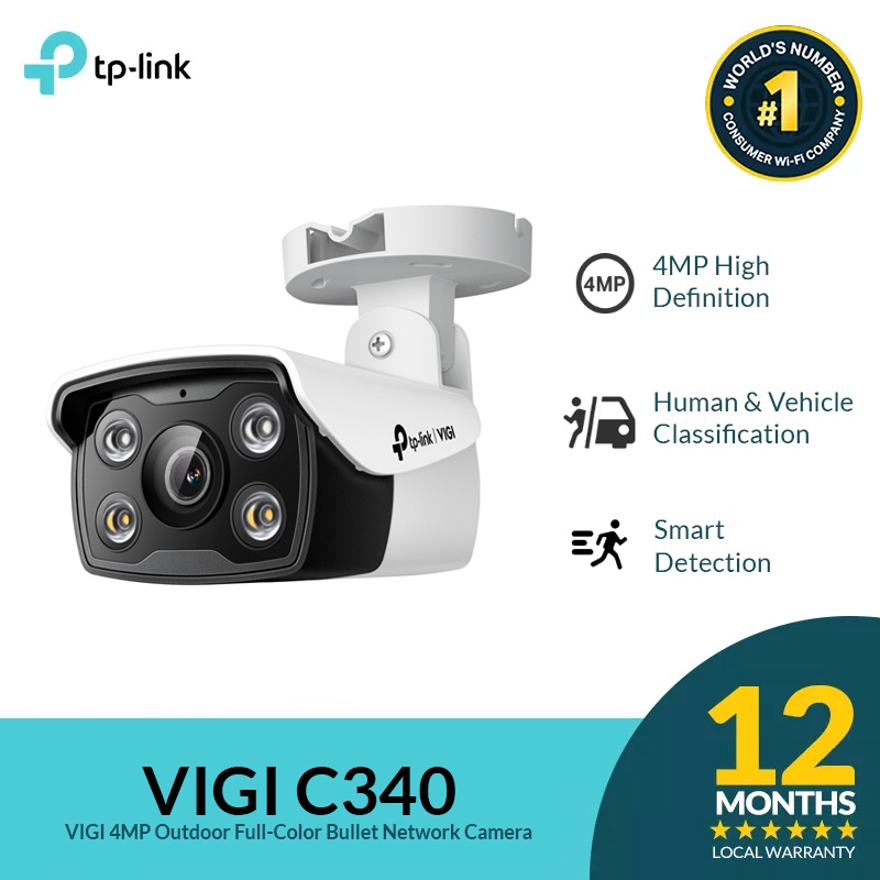 TP-Link VIGI C340（4mm）4MP outdoor full-color bullet network camera ...