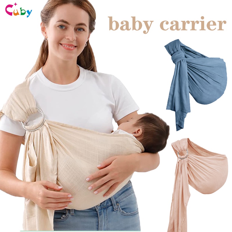 Cuby Baby Carrier Double Ring Sling Cotton Adjustable Newborns To