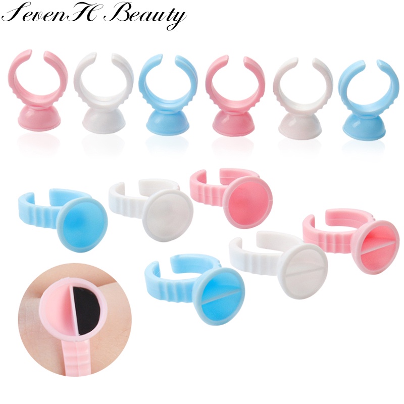 100pcs Disposable Tattoo Ring Cup Adhesive Pallet For Eyelash Extension ...