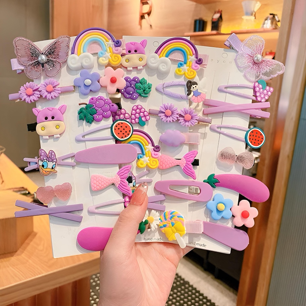 14 Pcs Cute Hair Clip Set Bangs Hairpin Flower Fruit Baby Girl