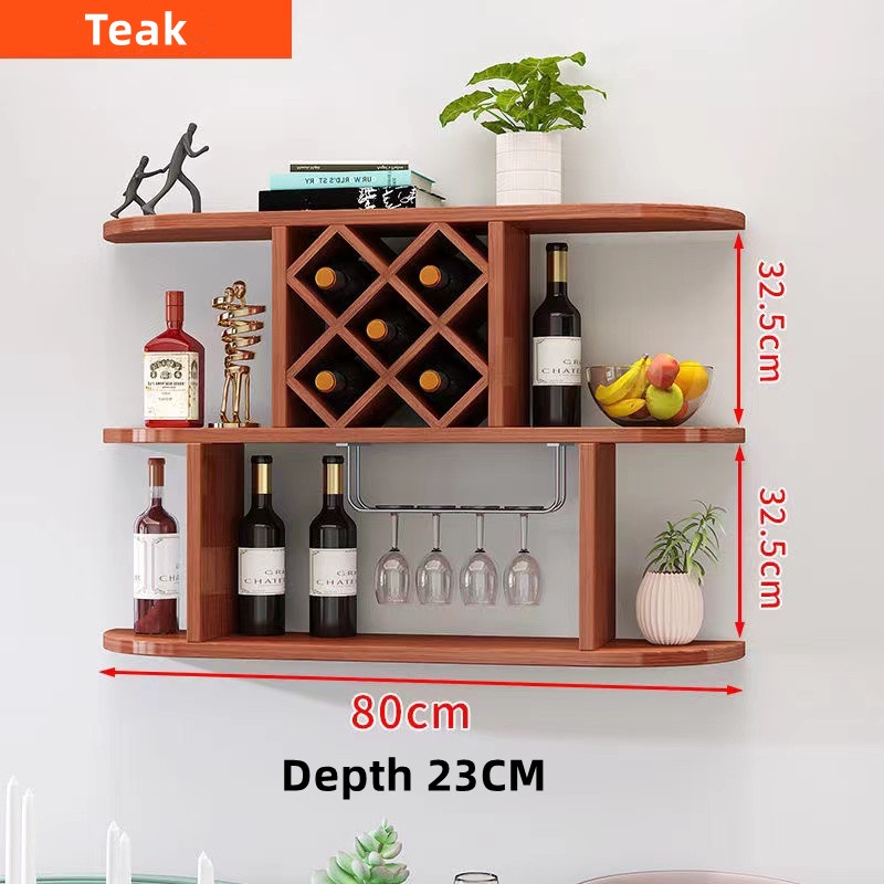 Modern Simple Wall Hanging Wine Cabinet Rack(Includes Stainless Steel ...