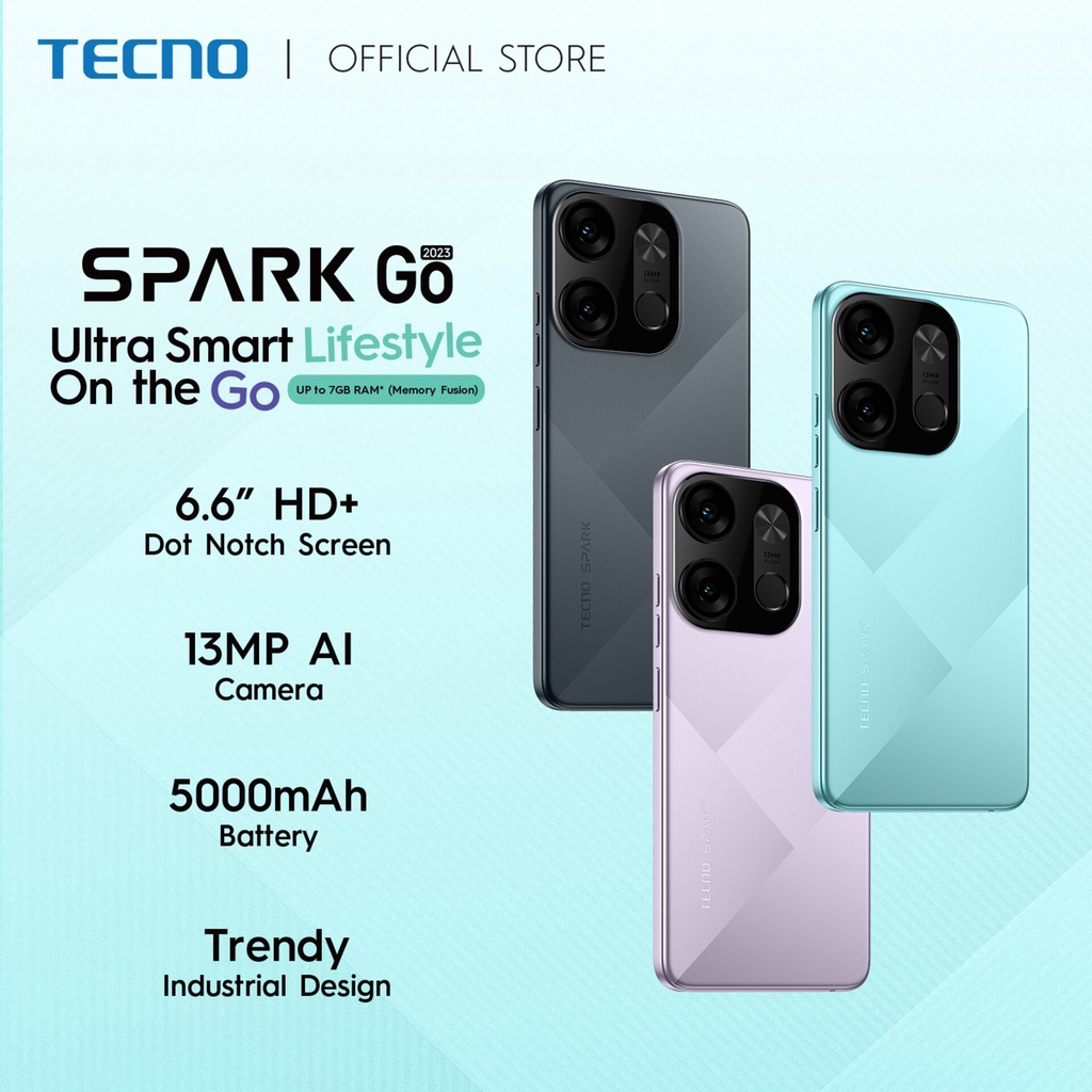 Tecno Spark Go 2023 (Uyuni Blue, 4GB RAM,64GB Storage) | 5000mAh Battery